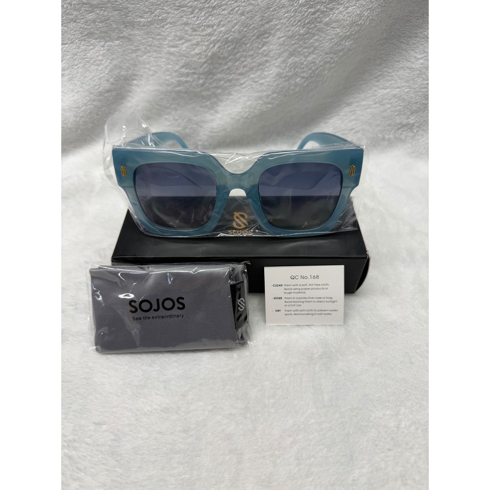 SOJOS‎ Oversized Square Sunglasses Light Blue Acetate Frame